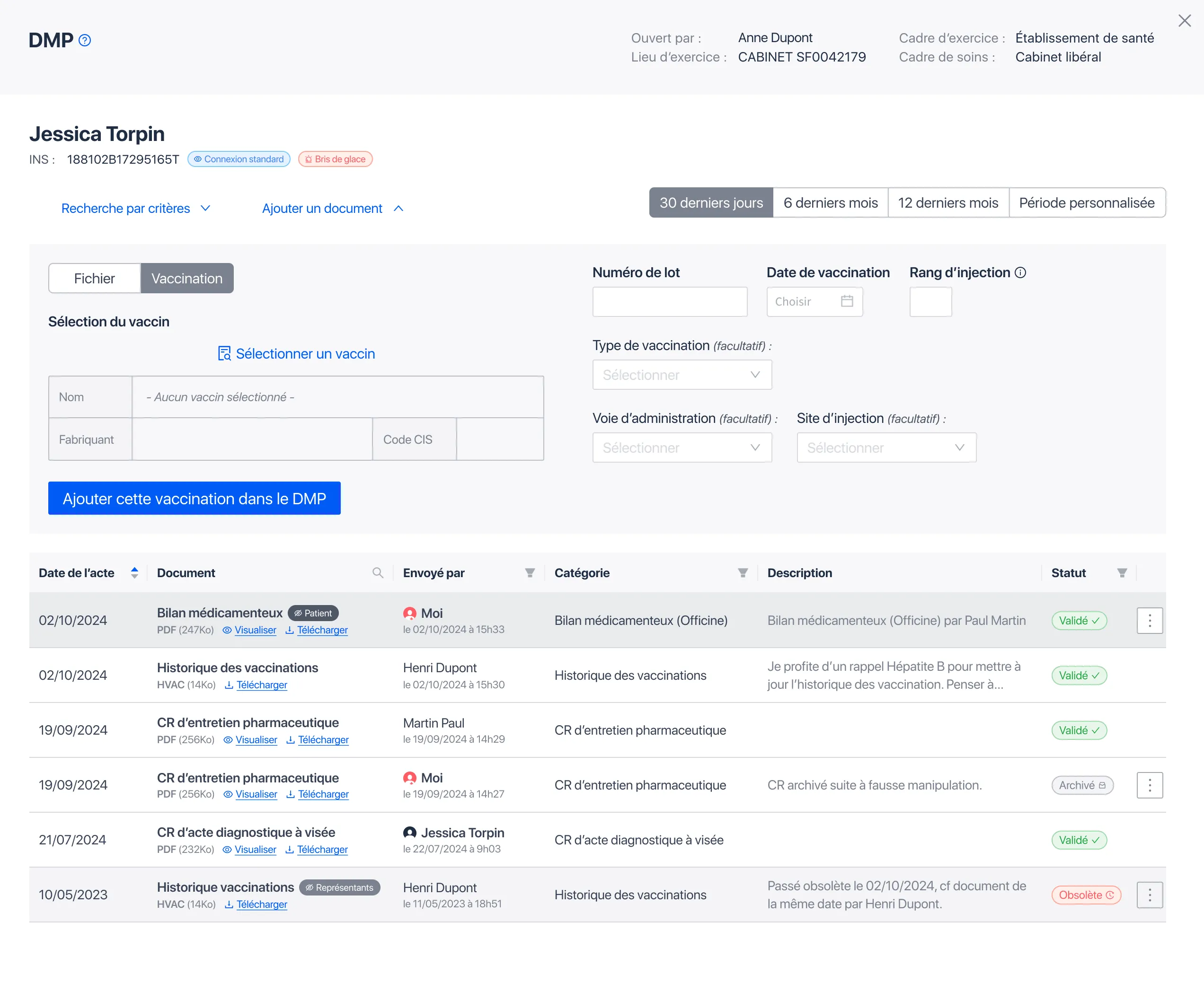 Interface Maieuticapp présentant l'administration des membres du cabinet